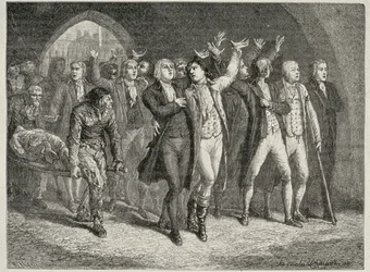 Girondins Leave the Revolution Tribunal, engraved by Blanpain